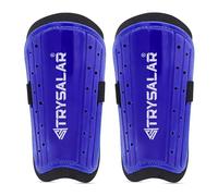 TrySalar Shin Guards Football, Soccer Shin Pads for Kids Junior Youth Boys Girls Mens Beginner Elite Athlete Perforated Breathable Hockey Games Leg Calf Protective Gear (Blue)