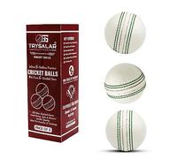 TrySalar® Soft Cricket Rubber Ball Indoor for Junior Youth Adult Training, Coaching, Practice Excellent Bounce with Durable Traditional Seams Stitched Outdoor (Pack of 3 White)