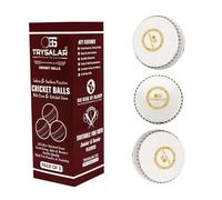 TrySalar Soft Cricket Rubber Ball Indoor/Outdoor for Junior Youth Adult Training, Coaching, Practice Excellent Bounce with Durable Traditional Seams Hand Stitched (White-3Pcs)