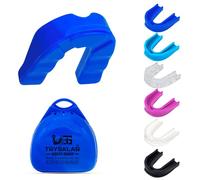 TrySalar Sports Premium Mouth Guard Slim Fit for Boxing Women Adult Mouldable Mouthpiece Boil and Bite Braces Gum Shield with Case MMA Hockey Rugby Basketball Judo Karate (Blue, Adult)