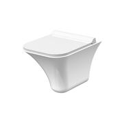 Trysull Contemporary Rimless Wall Hung Ceramic Toilet Pan with Soft Close Seat - 355mm