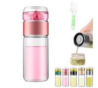 Tryteava Glass Infuser, Tryteava 3-in-1 Smart Tea Infuser, Portable Double Layered Glass Separation Teas Infusers, for Home, Office, or Travel Use, for Unisex (Pink, 280ML)
