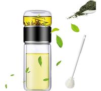 Tryteava Glass Infuser, Tryteava 3-in-1 Smart Tea Infuser, Tryteav Tea Pot,Portable Glass Double Wall Tea Infusers with 304 Stainless Steel Filter,Hot Cold Ready,Flip & Brew Design
