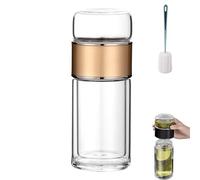 Tryteava Glass Infuser, Tryteava 3-in-1 Smart Tea Infuser, Tryteava Tea Infusers, Hot or Cold Ready, Flip & Brew Design, Double Layered Glass Tea Separation Tea Infusers (Gold, 420ml)