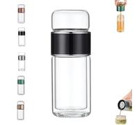 Tryteava Glass Infuser, Tryteava 3-in-1 Smart Tea Infuser, with flip & Brew Design, Glass Tea infusers, Dual Chamber & Filter, Hot & Cold Brew, Portable Loose Leaf Tea Maker (B,420ML)