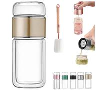 Tryteava Glass Tea Infuser, Tryteava Tea Pot, 3 in 1 Smart Teas Infuser, Teaand Water Separation, Heat Resistant , Spillproof Leakproof, Flip&Brew, for Loose Leaf Teas,Teabags&Coffee (Gold,500ML)