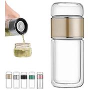 Tryteava Infuser, Tryteava Tea Separator, 12 Oz/350 Ml Double Wall Teapot with Built-in Strainer for Home, Office, Or Travel, (Includes Brush)(Gold,420ml)