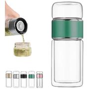 Tryteava Infuser, Tryteava Tea Separator, 12 Oz/350 Ml Double Wall Teapot with Built-in Strainer for Home, Office, Or Travel, (Includes Brush)(Green,420ml)