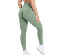 TRYTO Active Easy Long/Regular Length Seamless Scrunch Leggings Workout Women High Waist Butt Lifting Gym Fitness, Short/Regular Length Sage Green, M