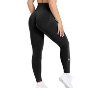 TRYTO SOUL Seamless Scrunch Effortless Leggings Workout Exercise Regular Length, Stretchy Black, S