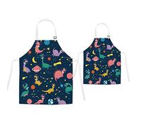 TRYTUTRY Dinosaur Aprons - Parent & Child Matching Aprons with Pocket, Adjustable Neck Buckle, Polyester, Unisex-Kids, For Cooking, Baking, Arts & Crafts