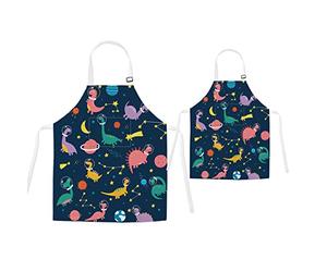 TRYTUTRY Dinosaur Aprons - Parent & Child Matching Aprons with Pocket, Adjustable Neck Buckle, Polyester, Unisex-Kids, For Cooking, Baking, Arts & Crafts