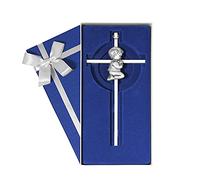 Tryuunion Baby Wall Cross Baptism Gifts for Boys, 7-inch Silver blessing Boy Baptism Crosses for First Holy Communion Christening and Dedication Baptismal Gifts from Godparents