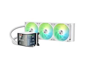 TRYX Panorama 360 ARGB White 360mm AIO 6.5'' AMOLED Curved Screen 3D Anamorphic Effect Customizable AIO Cooler 360mm Asetek 8th Generation V2 320W TDP Magnetic ARGB Fan Intel