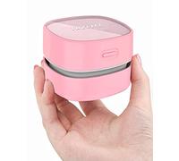 TRZLIFE Upgraded Mini Desk Vacuum Cleaner - Durable Accessory for Desktop, Drawer, Countertop - Sucks Tiny Items and Crumbs - Ideal Tech White Elephant Gift - Pink