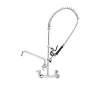 TS Brass 5PR-8W12 Pre-Rinse Wall Mount Tap Base with 8-Inch Centers, 6-Inch Wall Bracket and 12-Inch Add-On Faucet