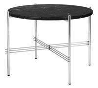TS Coffee Table Round Ø55 Polished Steel/Black Marquina Marble