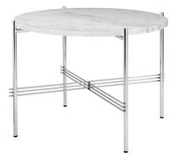 TS Coffee Table Round Ø55 Polished Steel/White Carrara Marble