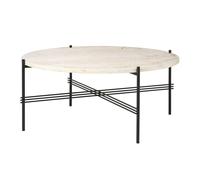 TS Coffee Table Round Ø80 Black/ White Travertine