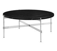 TS Coffee Table Round Ø80 Polished Steel/Black Marquina Marble