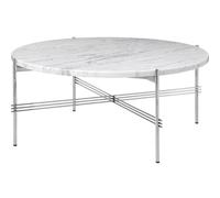 TS Coffee Table Round Ø80 Polished Steel/White Carrara Marble
