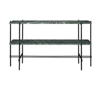 TS Console Table 120x72 With 2 Shelves Black/ Green Guatemala Marble
