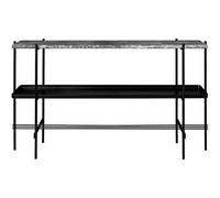 TS Console Table 120x72 With Shelf & Tray Black/ Gray Emperador Marble