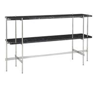 TS Console Table H72 2 Shelves Polished Steel Black Marquina Marble