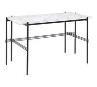 TS Desk 120 x 60 cm w. Black Base and White Carrara Marble Top