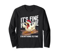 ts Fine Everything is Fine Screaming Chicken Chaos Meme Long Sleeve T-Shirt