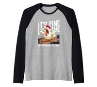 ts Fine Everything is Fine Screaming Chicken Chaos Meme Raglan Baseball Tee