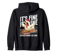 ts Fine Everything Is Fine Screaming Chicken Chaos Meme Zip Hoodie