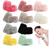 TS-MAYKA 20 Pcs Wrist Bands for Washing Face, Elastic Absorbent Face Washing Wristbands, Women's Wrist Towels Spa Wristbands for Stop Water from Flowing Down Your Arm (Style 1)