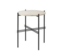 TS Outdoor Side Table Round Ø40 White Travertine/Black