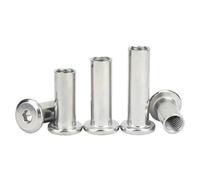 TS-SCREW, 10pcs/lot M3 M4 M5 M6 M8 Stainless Steel Flat Hex Hexagon Socket Head Furniture Rivet Connector Insert Joint Sleeve Cap Nut (Color : 10mm x10pcs_M4)