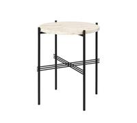 TS Side Table Round Ø40 Black/ White Travertine