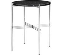TS Side Table Round Ø40 Polished Steel/Black Marquina Marble