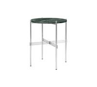 TS Side Table Round Ø40 Polished Steel/Green Guatemala Marble