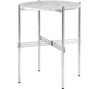 TS Side Table Round Ø40 Polished Steel/White Carrara Marble