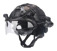 TS TAC-SKY Children's Tactical Fast Helmets, with Adjustable Visor Goggles Helmet Set Waterproof Signal Lights, for Paintball Games (Color : Black 4, Size : M)