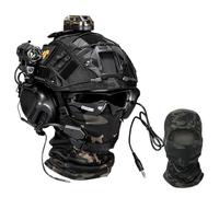 TS TAC-SKY For Multi-Soldier Military Sport Hunting Shooting Tactical Multifunctional Noise-canceling Headphones With Pickup Tactical Airsoft Paintball Fast Helmet Set (Color : BK-6)