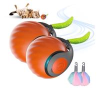 TS TAC-SKY Interactive Rechargeable Cat Ball Toy With Fluffy Tail - Automatic 360° Rolling Smart Pet Toy For Cats - Engaging Fun Tracker For Endless Playtime(Orange x 2Pcs)