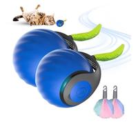 TS TAC-SKY Interactive Rechargeable Cat Ball Toy With Fluffy Tail - Automatic 360° Rolling Smart Pet Toy For Cats - Engaging Fun Tracker For Endless Playtime(Blue x 2Pcs)