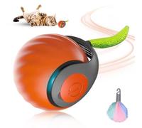 TS TAC-SKY Interactive Rechargeable Cat Ball Toy With Fluffy Tail - Automatic 360° Rolling Smart Pet Toy For Cats - Engaging Fun Tracker For Endless Playtime(Orange)