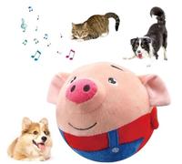 TS TAC-SKY Interactive Squeaky Plush Dog Toy - Moving Cartoon Pig With Sound, Washable, Shake & Bounce Features For Boredom Relief - Perfect For Puppies And Active Pets(Blue Pig)