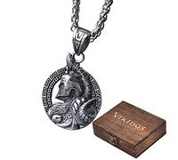 TS TAC-SKY Nordic Men's Viking Spartan Pendant In Valknut Wooden Box, Medieval Pagan Amulet Jewelry Viking Gift (Color : Style 3, Size : 60cm)