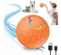 TS TAC-SKY Rechargeable Interactive Dog Ball Toy - Upgraded Automatic Rolling Ball For Dogs & Cats, Washable & Durable Electronic Pet Toy For Active Play(3# Orange)