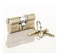 TS007 3 Star British Standard Insurance Approved Euro Lock. Anti Snap. Police Preferred Product. Satin Nickel Finish with 3 Keys. 3 Star Euro Cylinder. (50mm Internal x 45mm External (95mm Total))