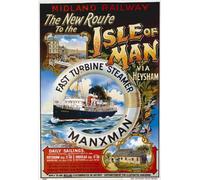 TS60 Vintage Isle Of Man Midland Railway Cruise Steamer Travel Poster Re-Print Reproduction Print Card - A5 (148mm x 210mm)