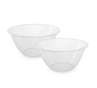 TSA 2 x Clear Mixing Bowl 30cm - Lightweight Plastic Bowl for Baking, Cooking, Salad & Kitchen Food Prep - Reusable Transparent Multipurpose Bowl
